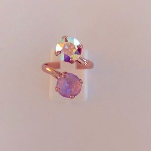 Aurora Borealis + Lavender Rose Gold Crystal Ring
